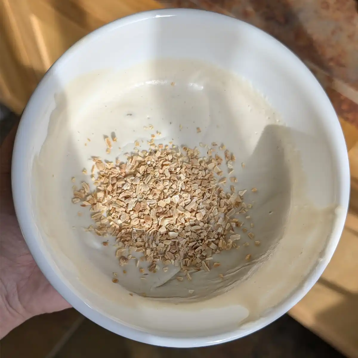 Dried Minced Onions on New Sour Cream