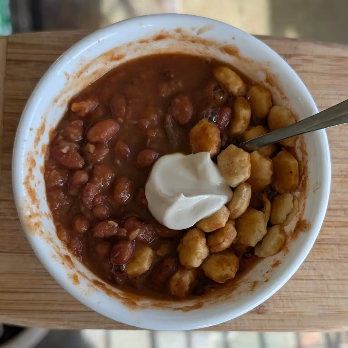 Smoky Buckeye Beans with Dates plus Oyster Crackers and New Sour Cream